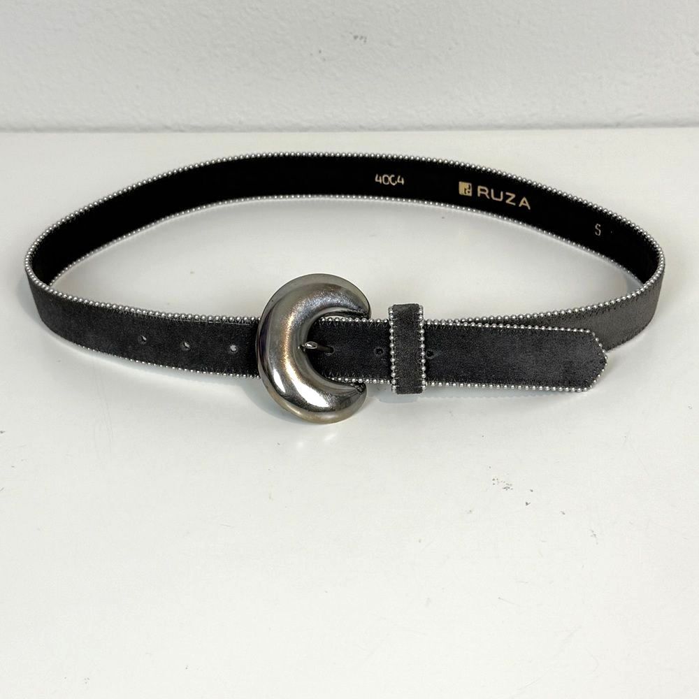 Vintage Ruza 4004 Grey Suede Silver Buckle Rivet Trim S